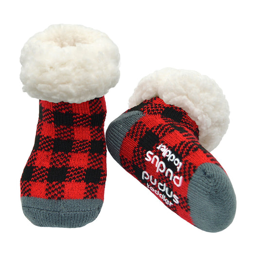 Lumberjack Red - Kids & Toddler Recycled Slipper Socks