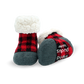 Pudus Cozy Winter Slipper Socks for Toddlers with Non-Slip Grippers and Faux Fur Sherpa Fleece - Baby Boy and Girl Fuzzy Socks (Ages 1-3) Lumberjack Red - Toddler  Slipper Sock