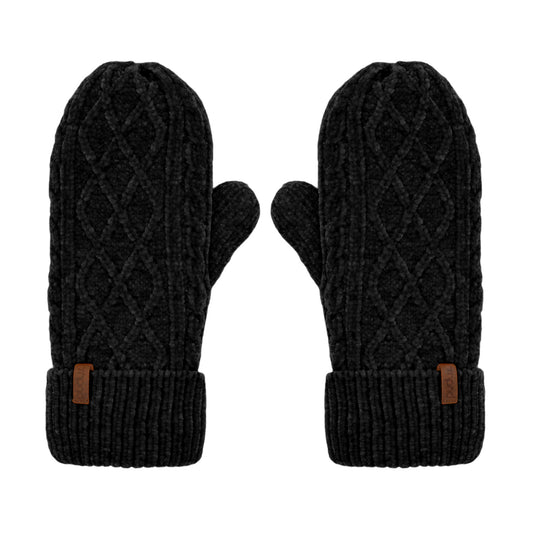 Recycled Mittens - Chenille Knit Black