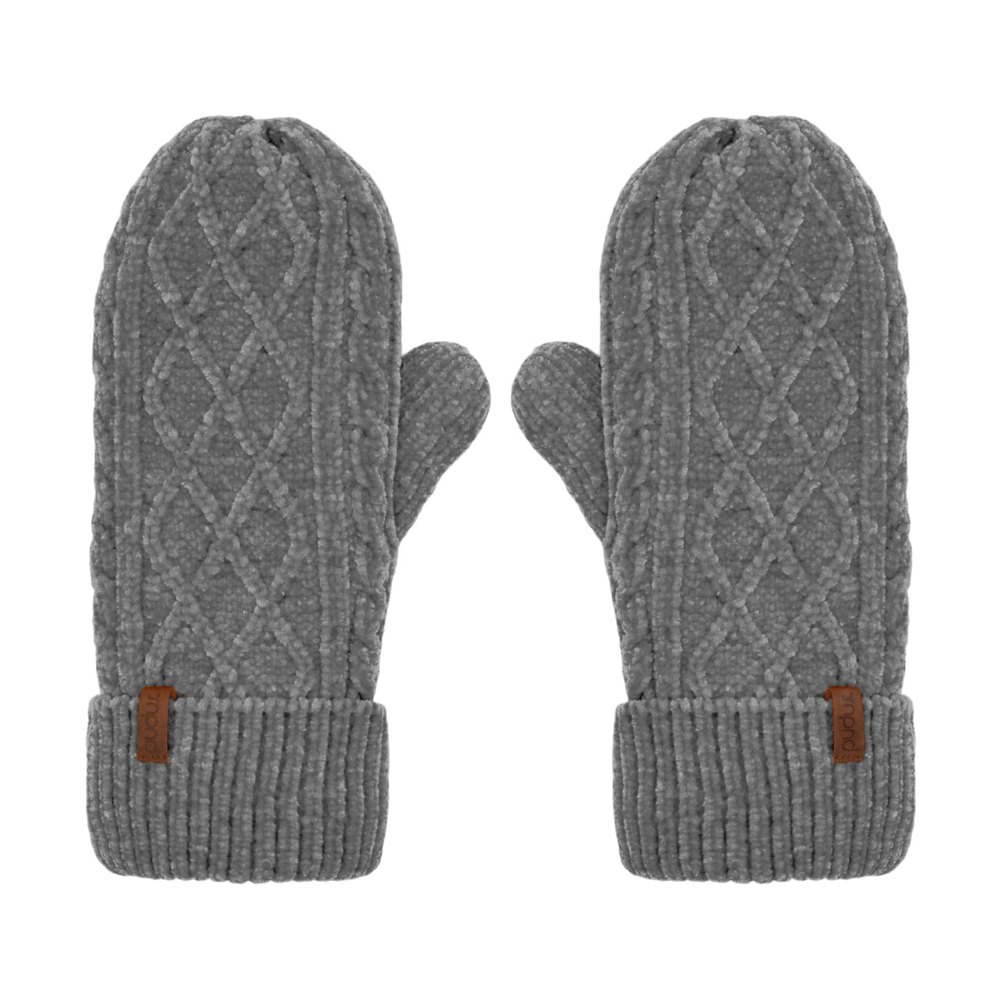 Recycled Mittens - Chenille Knit Charcoal