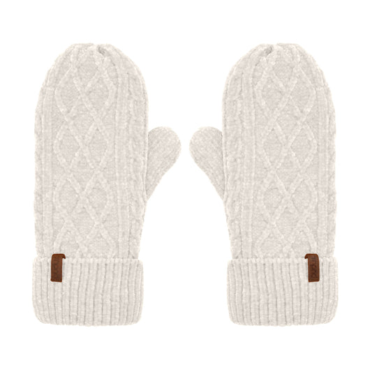 Recycled Mittens - Chenille Knit Cloud