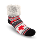 Pudus Cozy Winter Slipper Socks for Women and Men with Non-Slip Grippers and Faux Fur Sherpa Fleece - Adult Regular Fuzzy Socks Maple Leaf Grey - Classic Slipper Sock