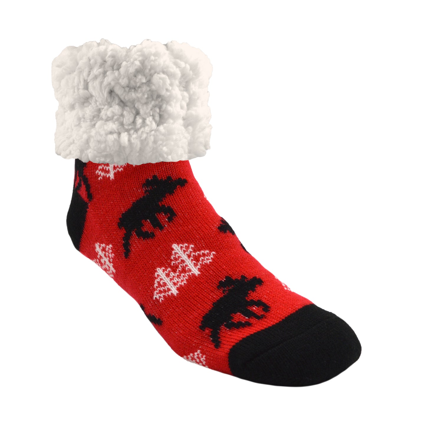 Moose Red Large - Classic Slipper Sock