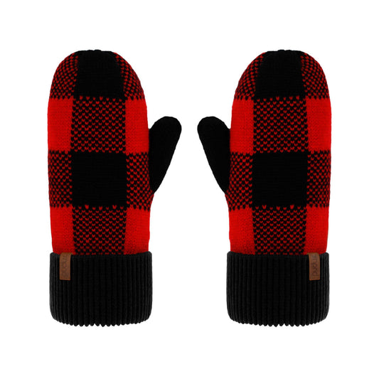 Recycled Mittens - Lumberjack Red