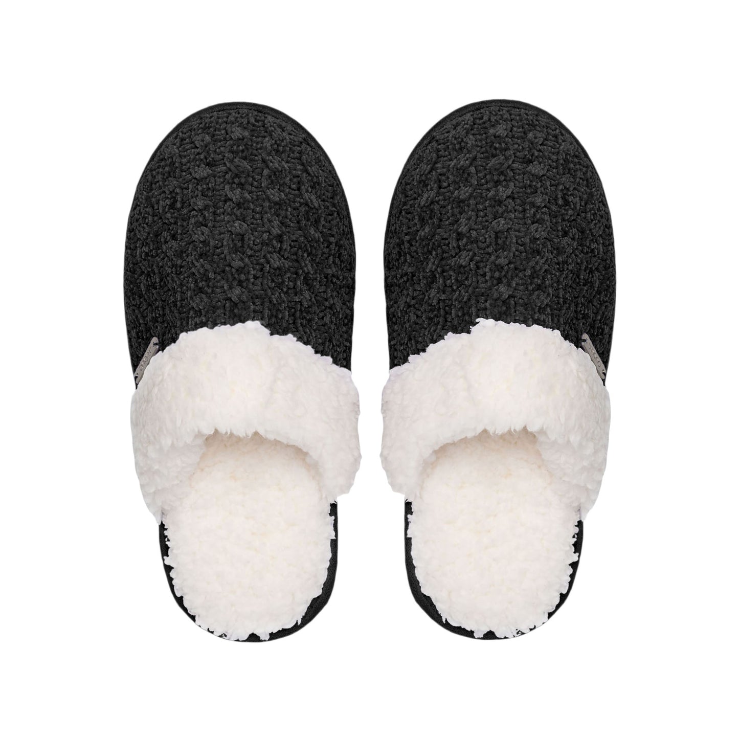 Outdoor Sole Recycled Slippers - Black Chenille