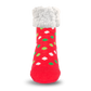 Pudus Cozy Winter Slipper Socks for Women and Men with Non-Slip Grippers and Faux Fur Sherpa Fleece - Adult Regular Fuzzy Red Polka Dot - Classic Slipper Sock