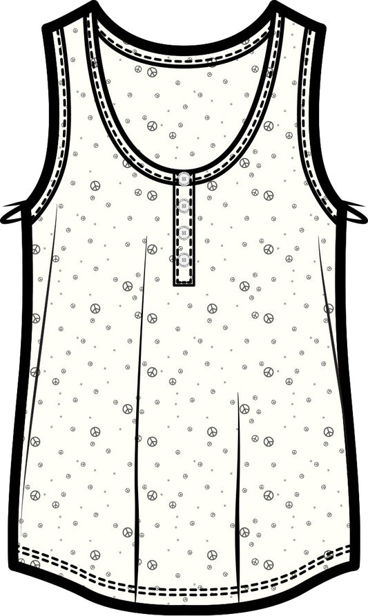 Riley Relaxed Henley Sleep Tank | Ivory