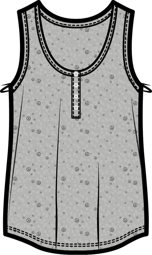 Riley Relaxed Henley Sleep Tank | Light Grey