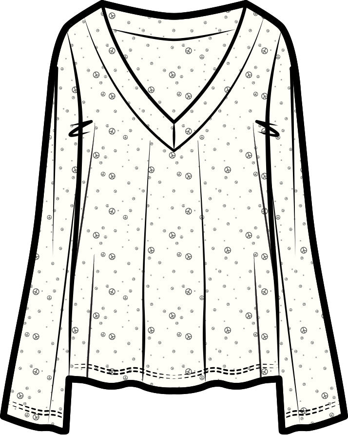 Jamie V-Neck Sleep Top | Ivory Allover Print