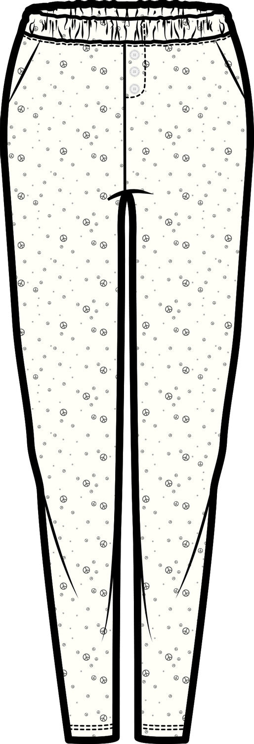 Sienna Narrow Leg Sleep Pant | Ivory Allover Print