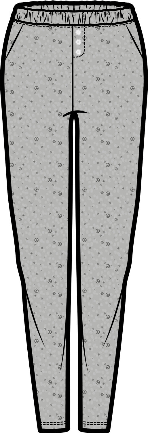 Sienna Narrow Leg Sleep Pant | Light Grey Allover Print