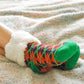 Pudus Cozy Winter Slipper Socks for Women and Men with Non-Slip Grippers and Faux Fur Sherpa Fleece - Adult Regular Fuzzy Socks Plaid Red - Classic Slipper Sock
