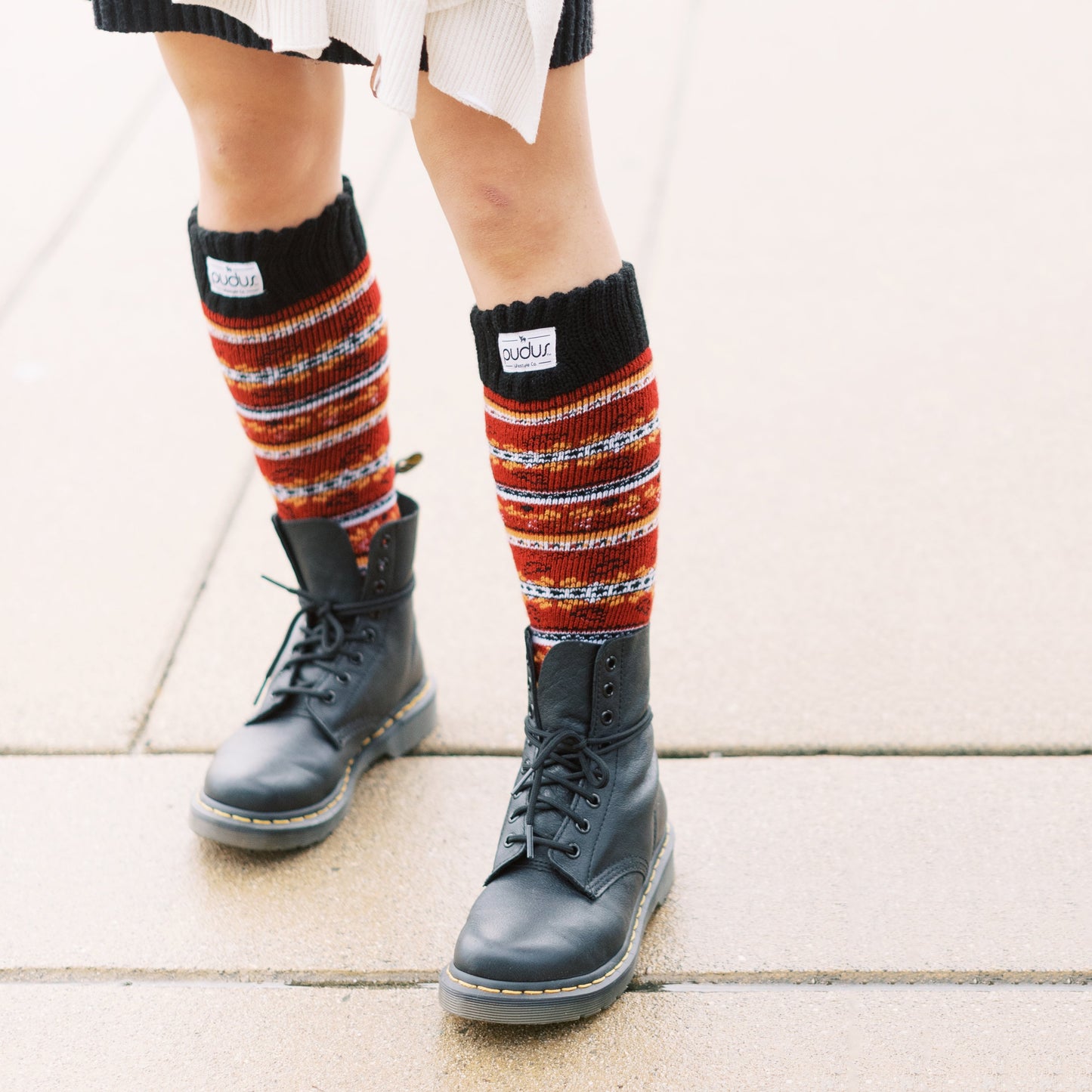 Autumn Red Boot Socks Adult Tall