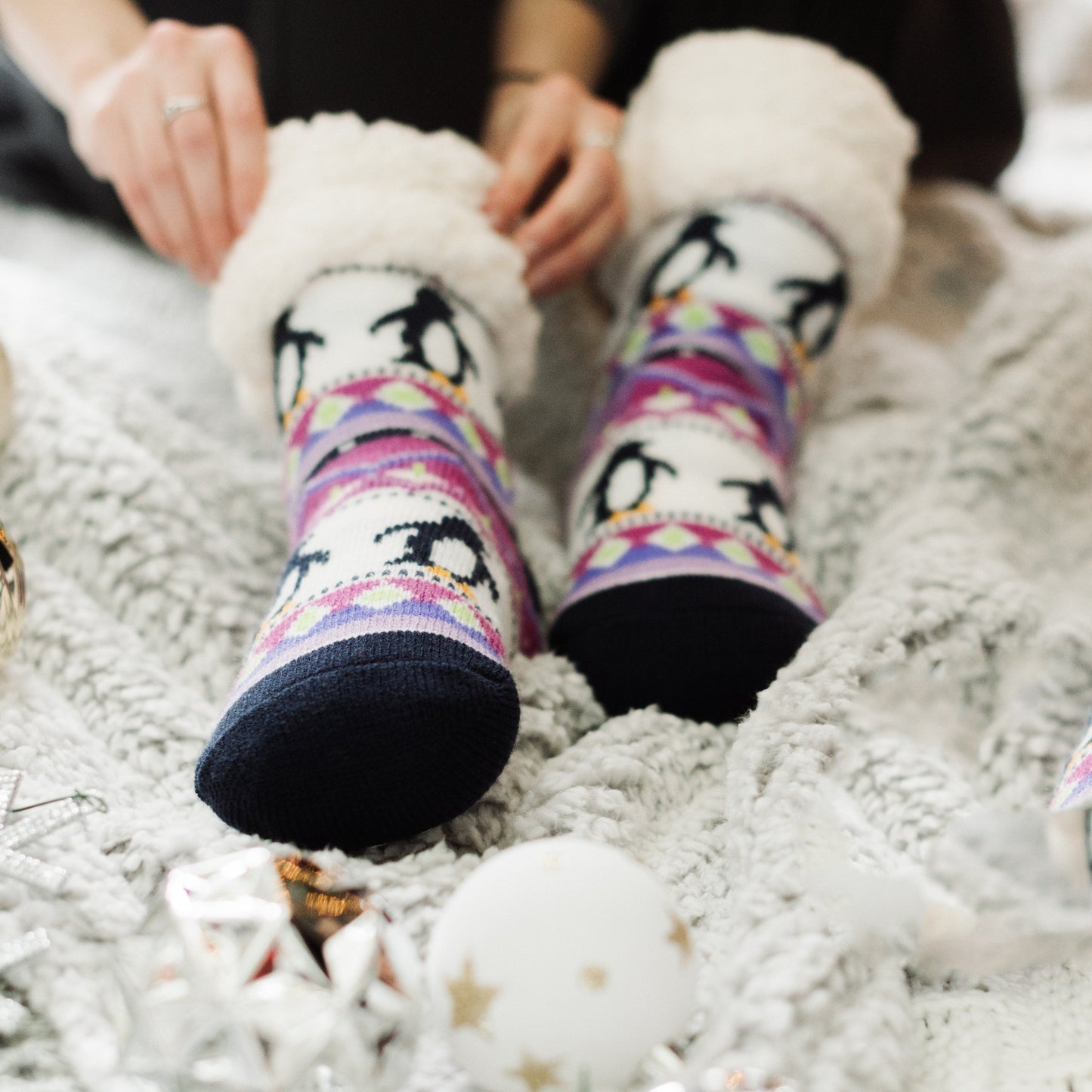 Lilac Penguin - Classic Slipper Sock