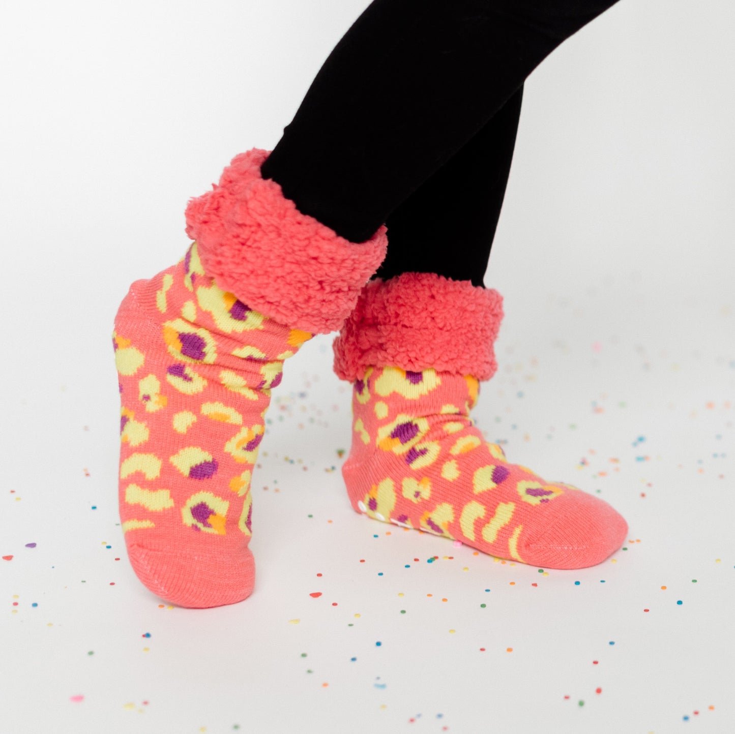 Coral Leopard - Classic Slipper Sock