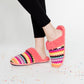 Bright Slide Slippers - Coral Chevron