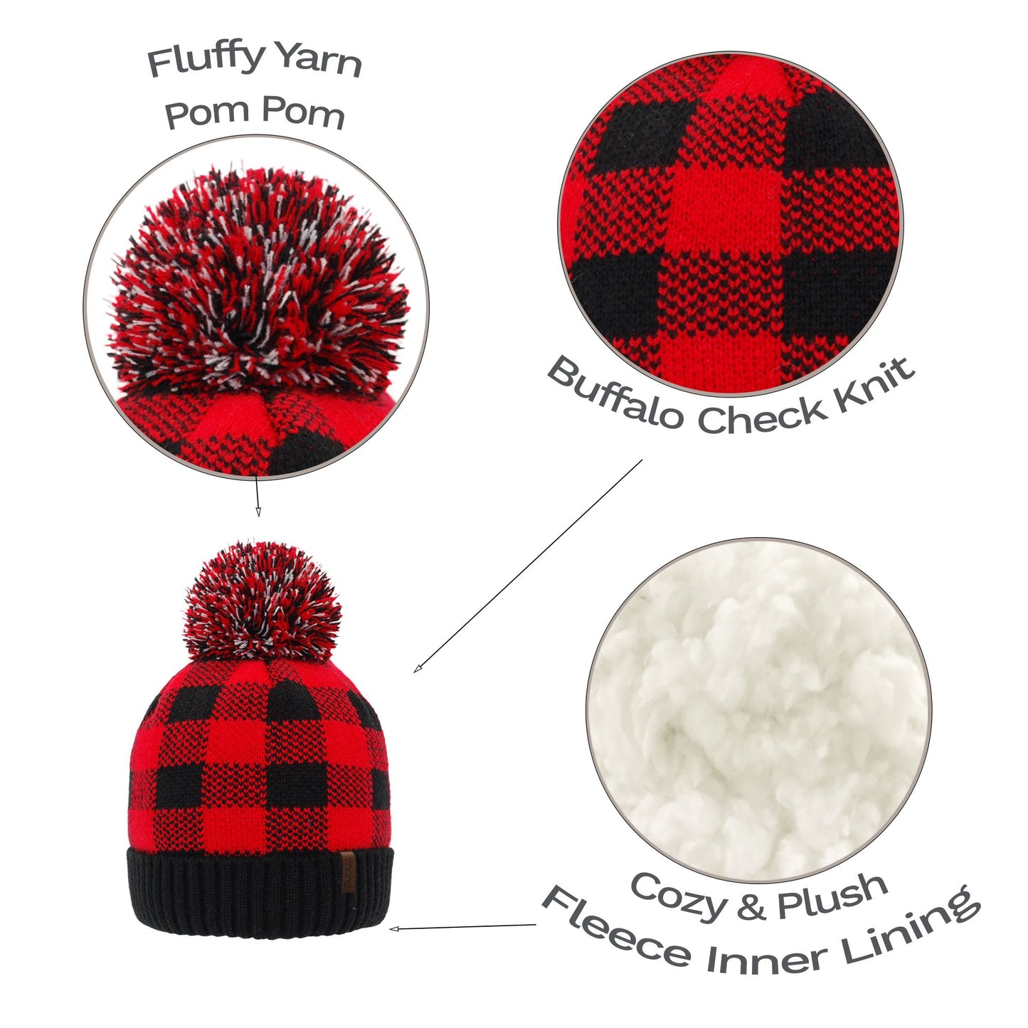 Lumberjack Red with Pom Pom - Hat Adult