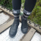 Pudus Women's Warm Short Boot Socks (W 6-10) Crew-Length Winter Socks (Perfect Thermal Socks, Rain Boot Socks and Hiking Socks) Boot Sock Lumberjack Grey Adult Short