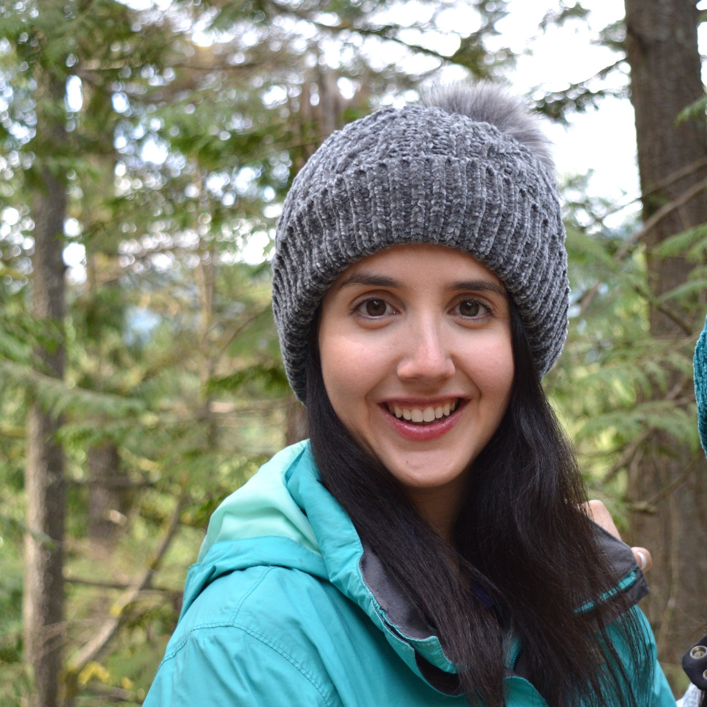 Grey Chenille Cable Knit - Beanie Hat Adult