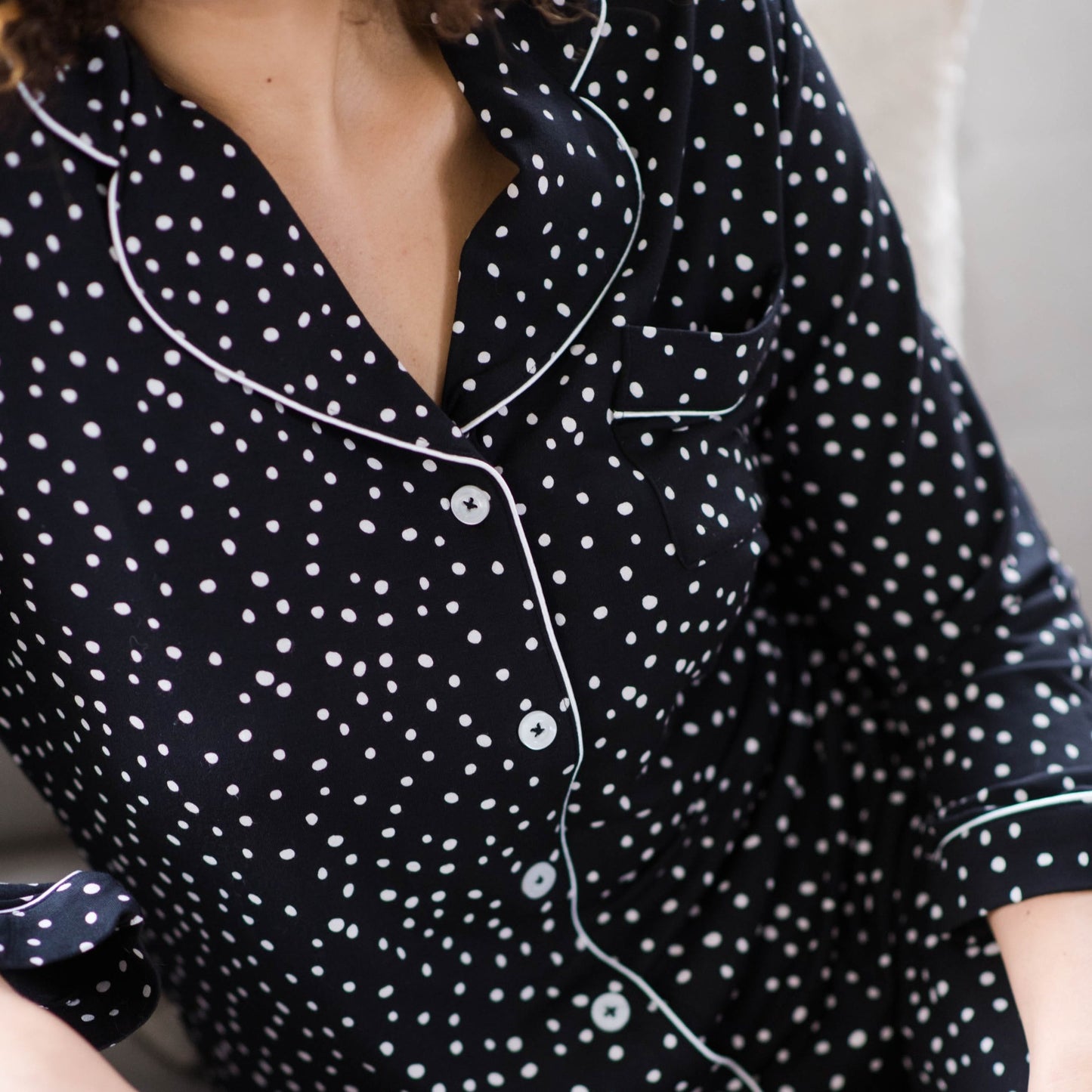 Korrah Pajama Shirt | Black with Cloud Dots