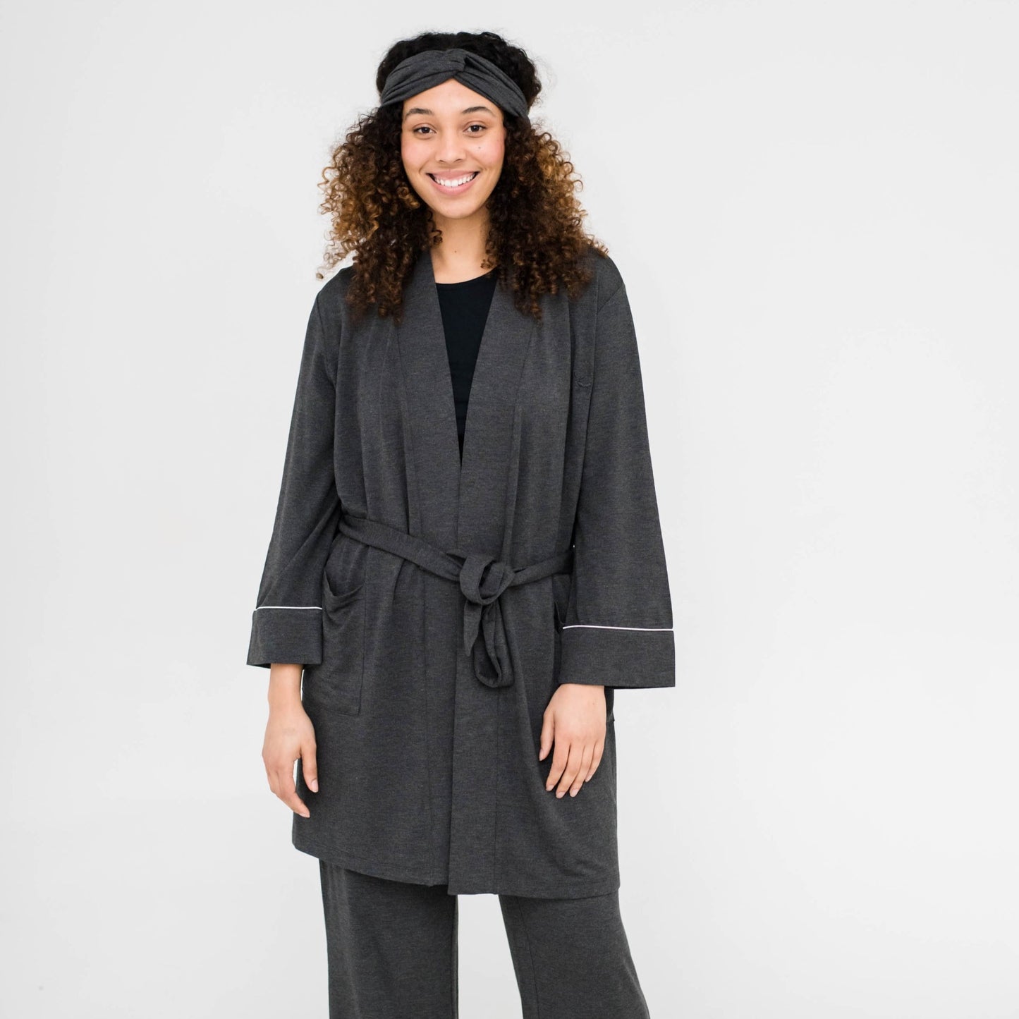 Dahlia Belted Kimono | Charcoal