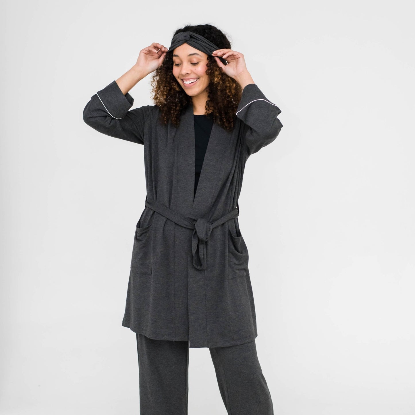 Dahlia Belted Kimono | Charcoal