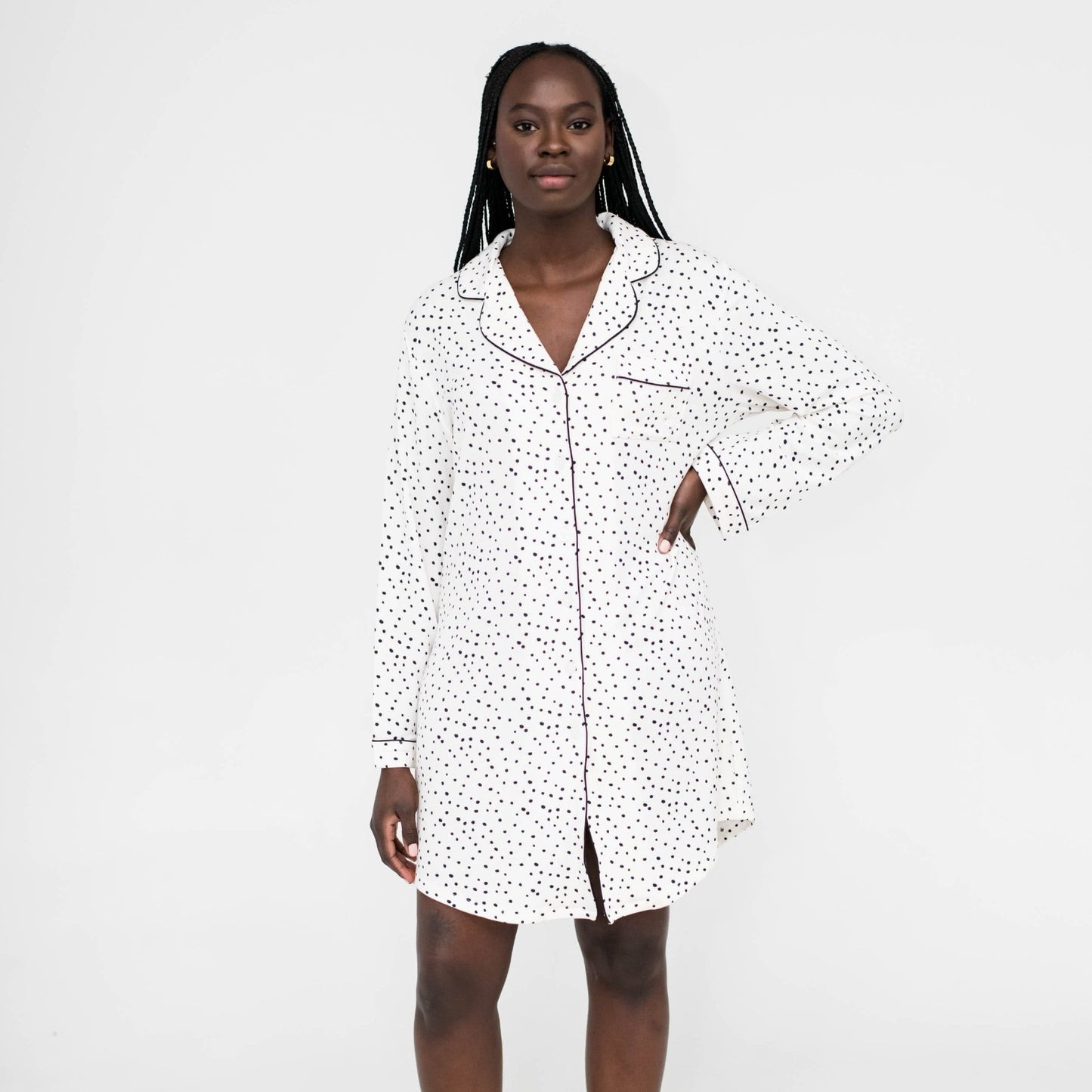 Gracie Sleep Dress | Cloud with Black Dots