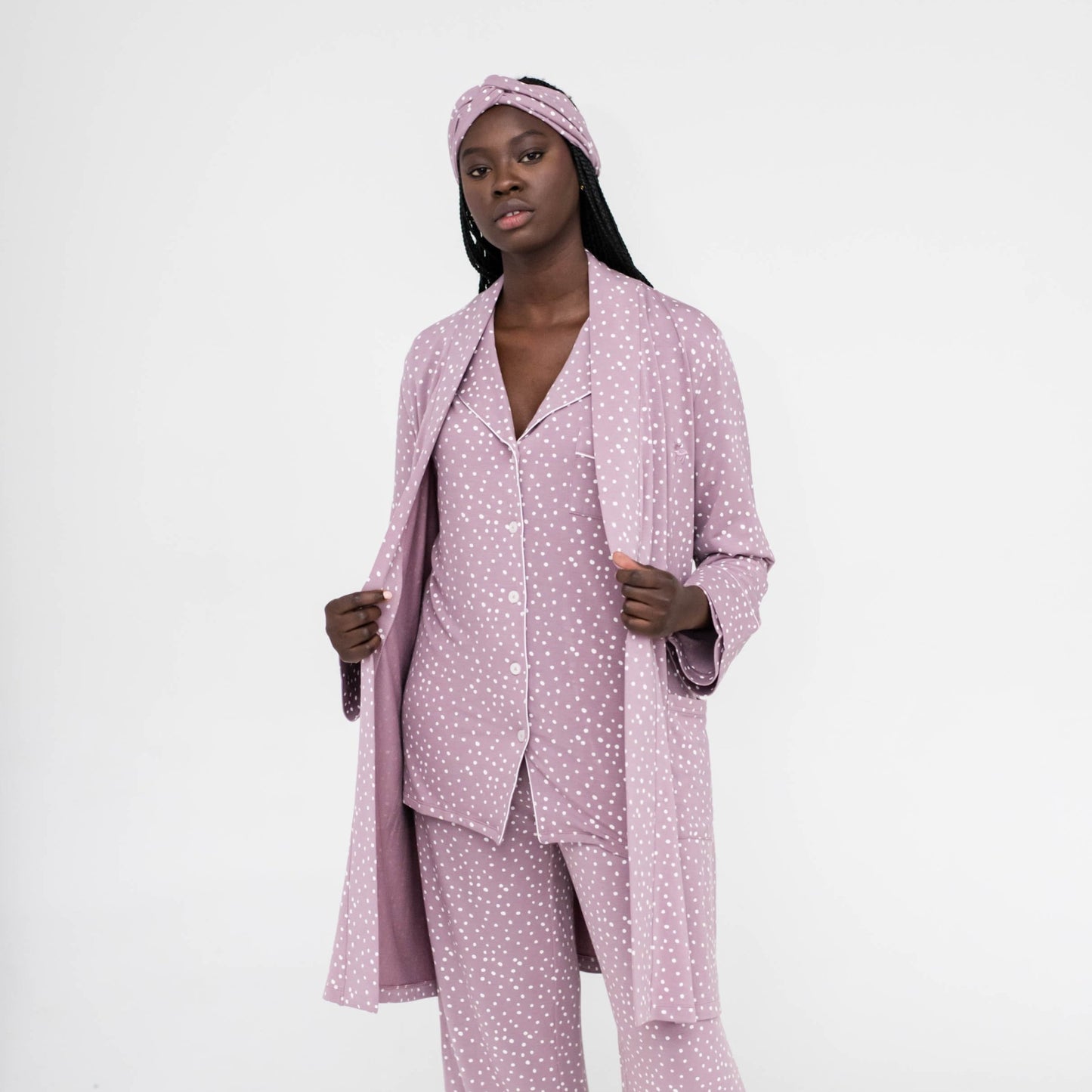 Dahlia Belted Kimono | Elderberry with Cloud Dots