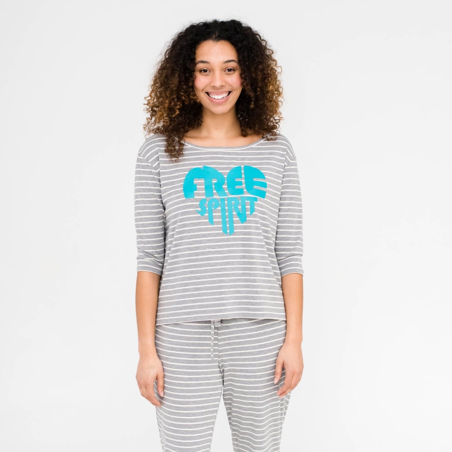 Cara "Free Spirit" Sleep Shirt | Grey Stripes