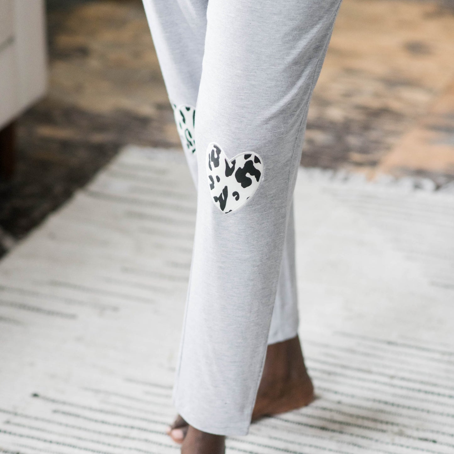 Sienna Sleep Pants | Light Grey Animal Print Patch