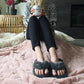 Grey Cottontail Flip Flop Slippers - Memory Foam Slippers for Women with Soft  Faux Fur Lining 