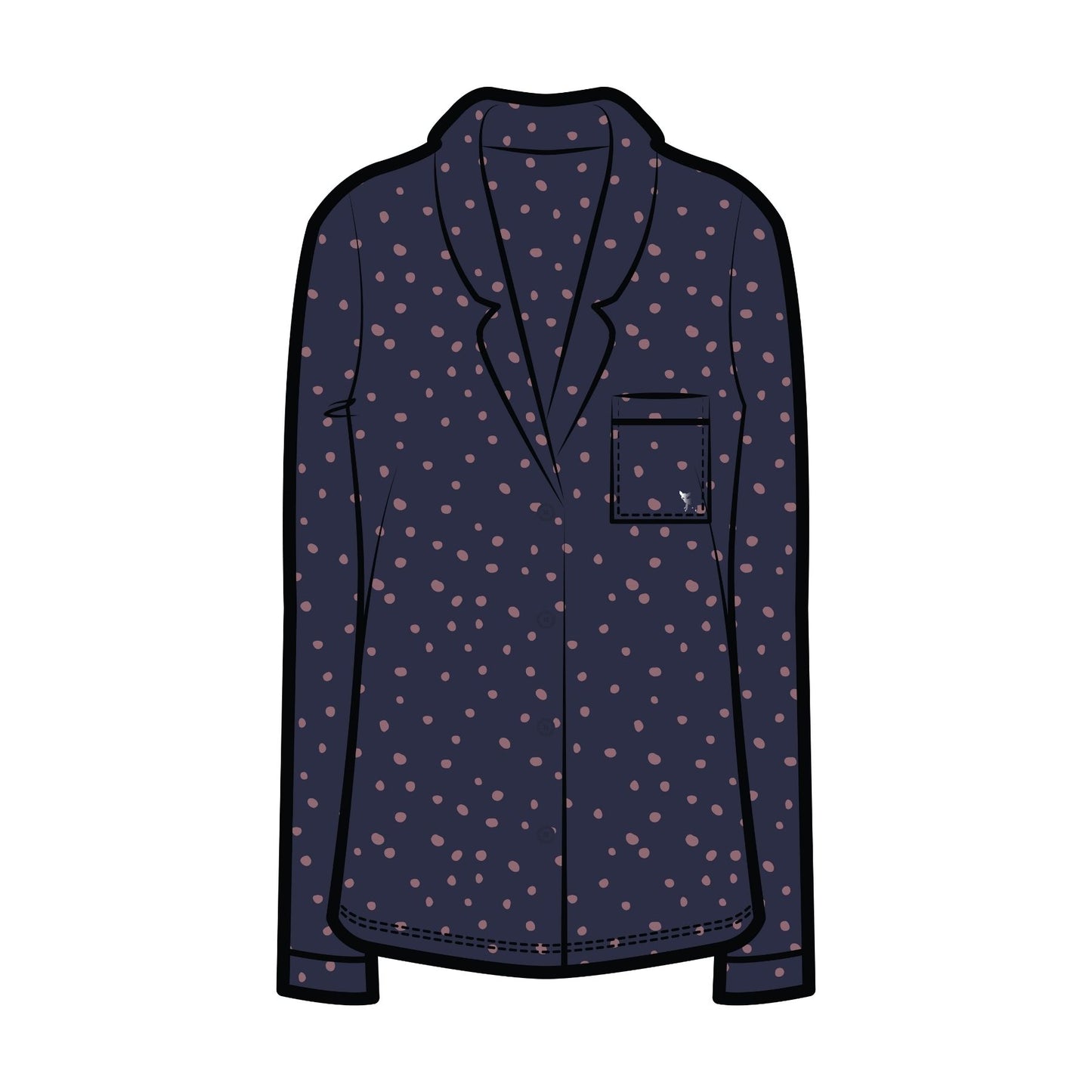 Korrah Pajama Shirt | Blue Sail with Elderberry Dots