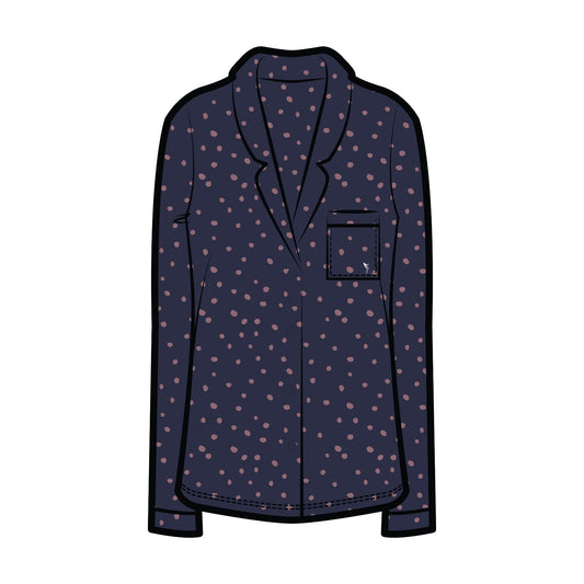 Korrah Pajama Shirt | Blue Sail with Elderberry Dots