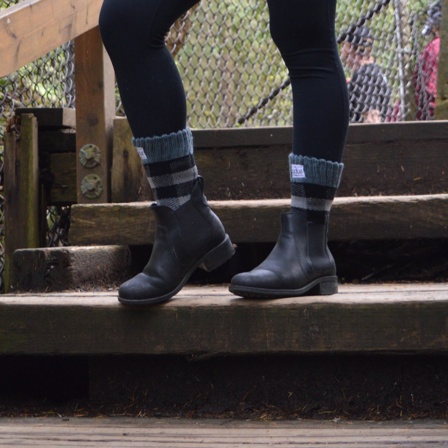 Pudus Women's Warm Short Boot Socks (W 6-10) Crew-Length Winter Socks (Perfect Thermal Socks, Rain Boot Socks and Hiking Socks) Boot Sock Lumberjack Grey Adult Short
