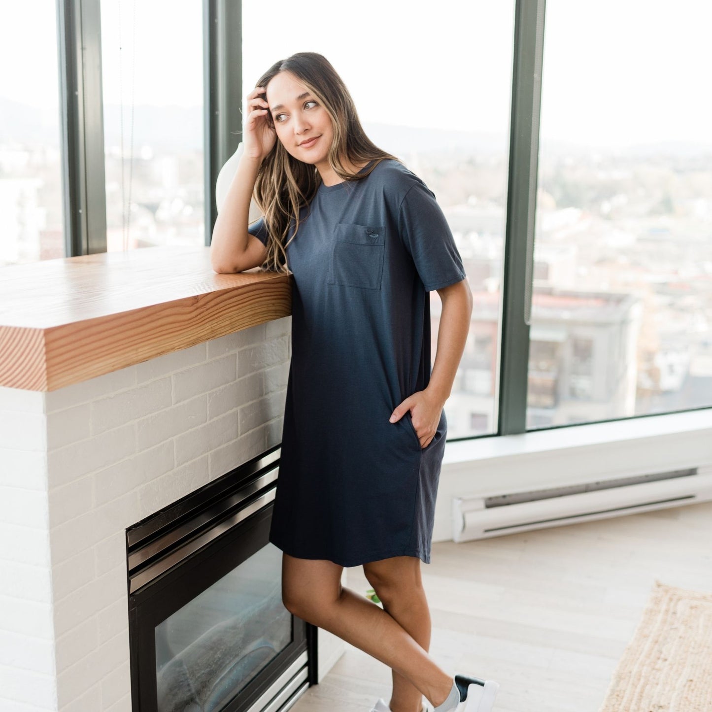 Kayla Easy T-Shirt Dress | Gray Dawn