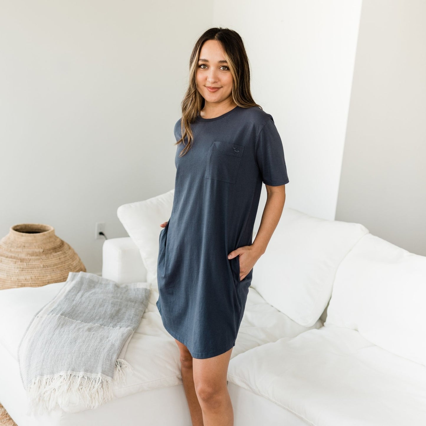 Kayla Easy T-Shirt Dress | Gray Dawn