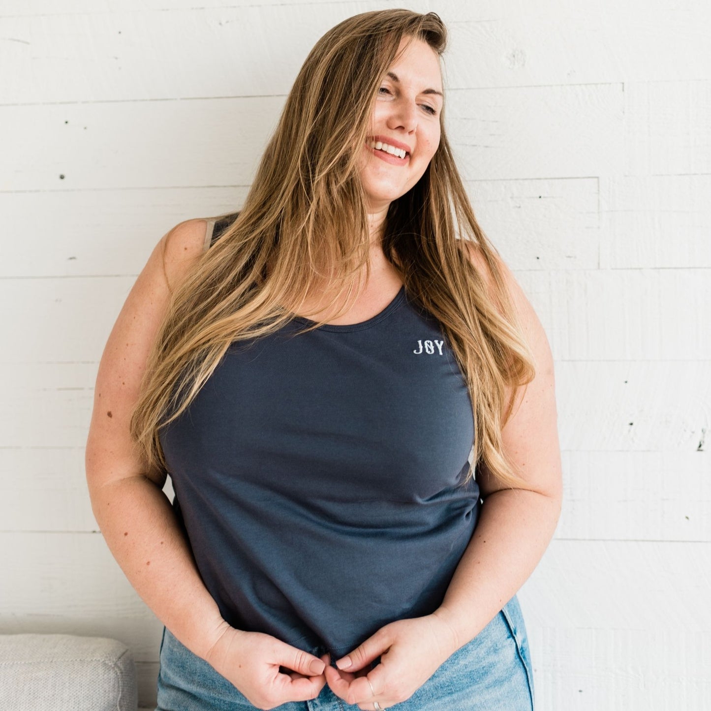 Nikki "Joy" Boxy Scoop Tank | Gray Dawn
