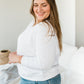 Darin V-Neck 3/4 Sleeve Sweatshirt | White