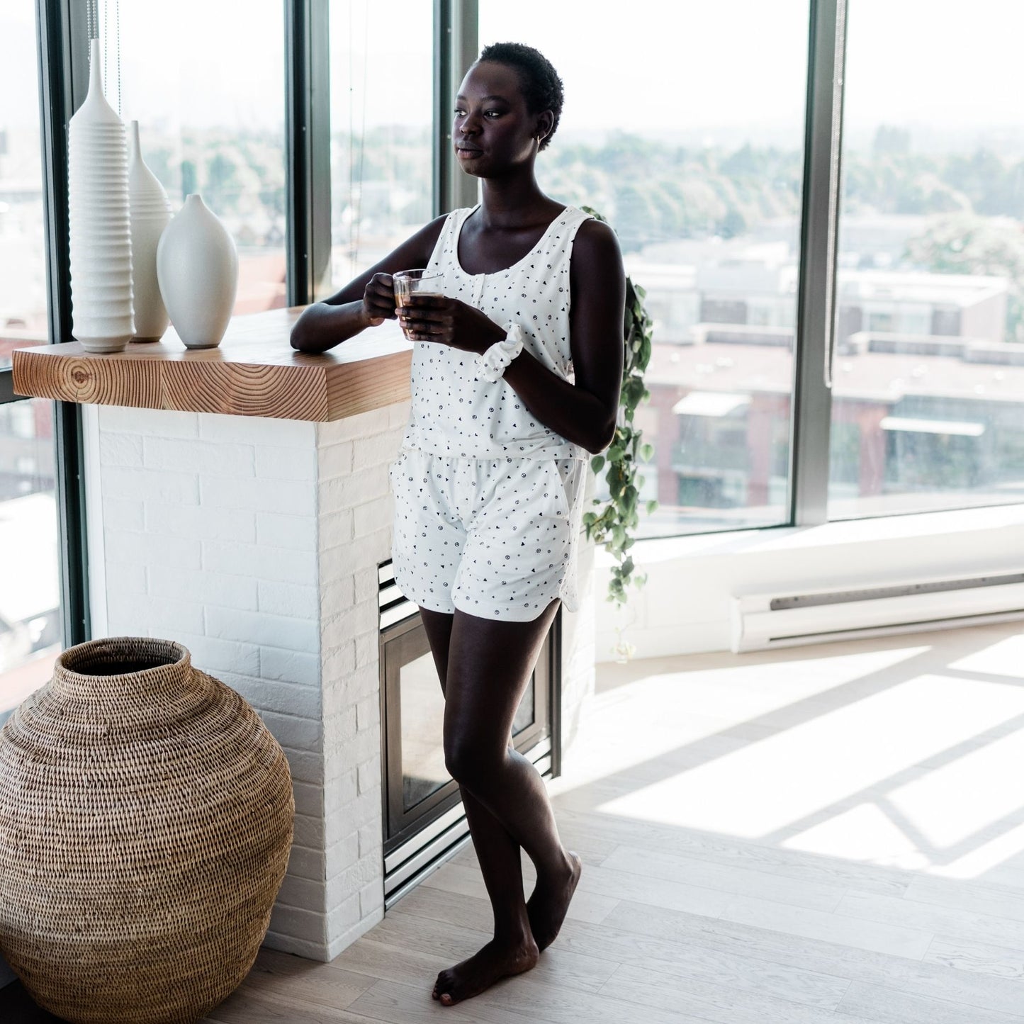 Brooklyn Sleep Short | Ivory Allover Print