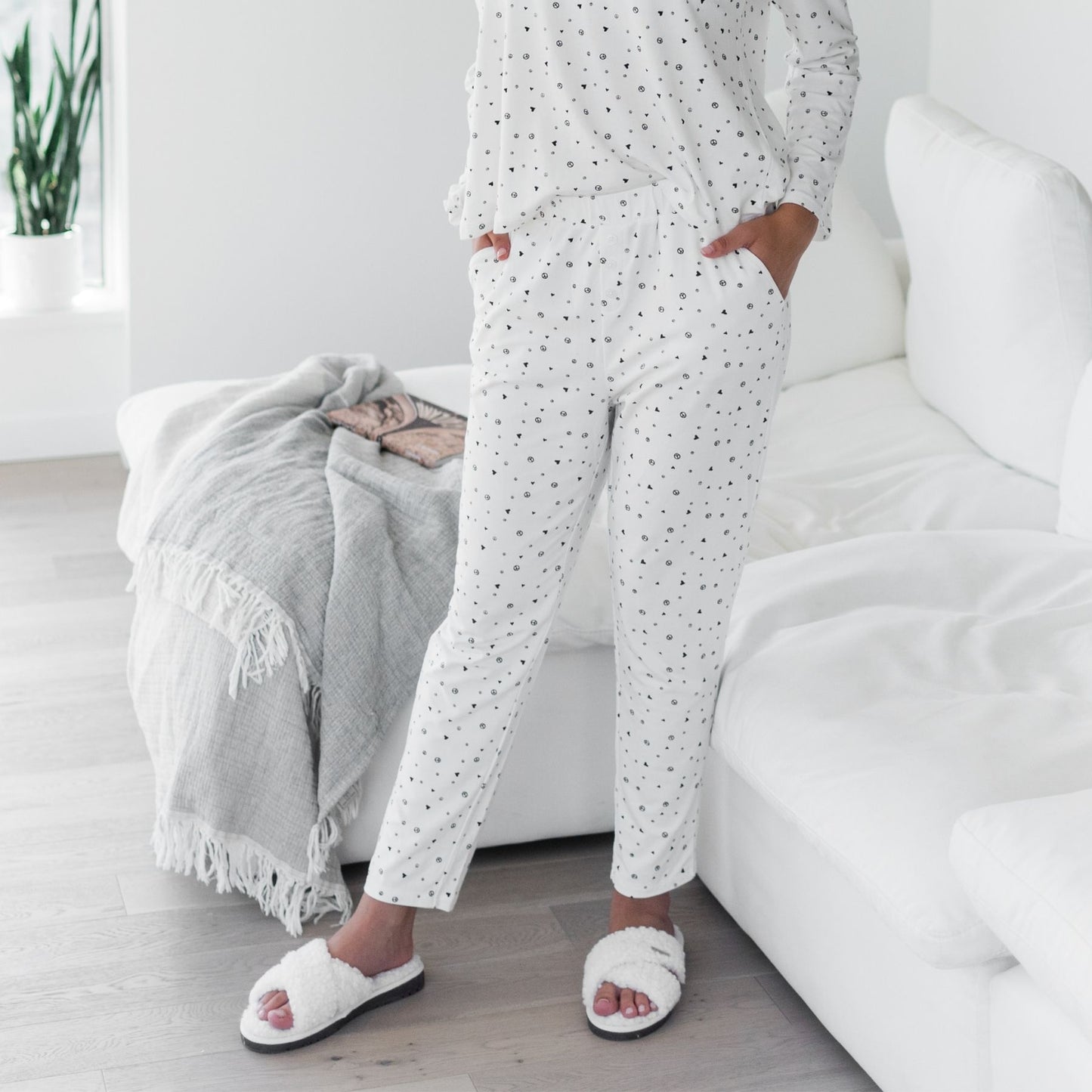 Sienna Narrow Leg Sleep Pant | Ivory Allover Print