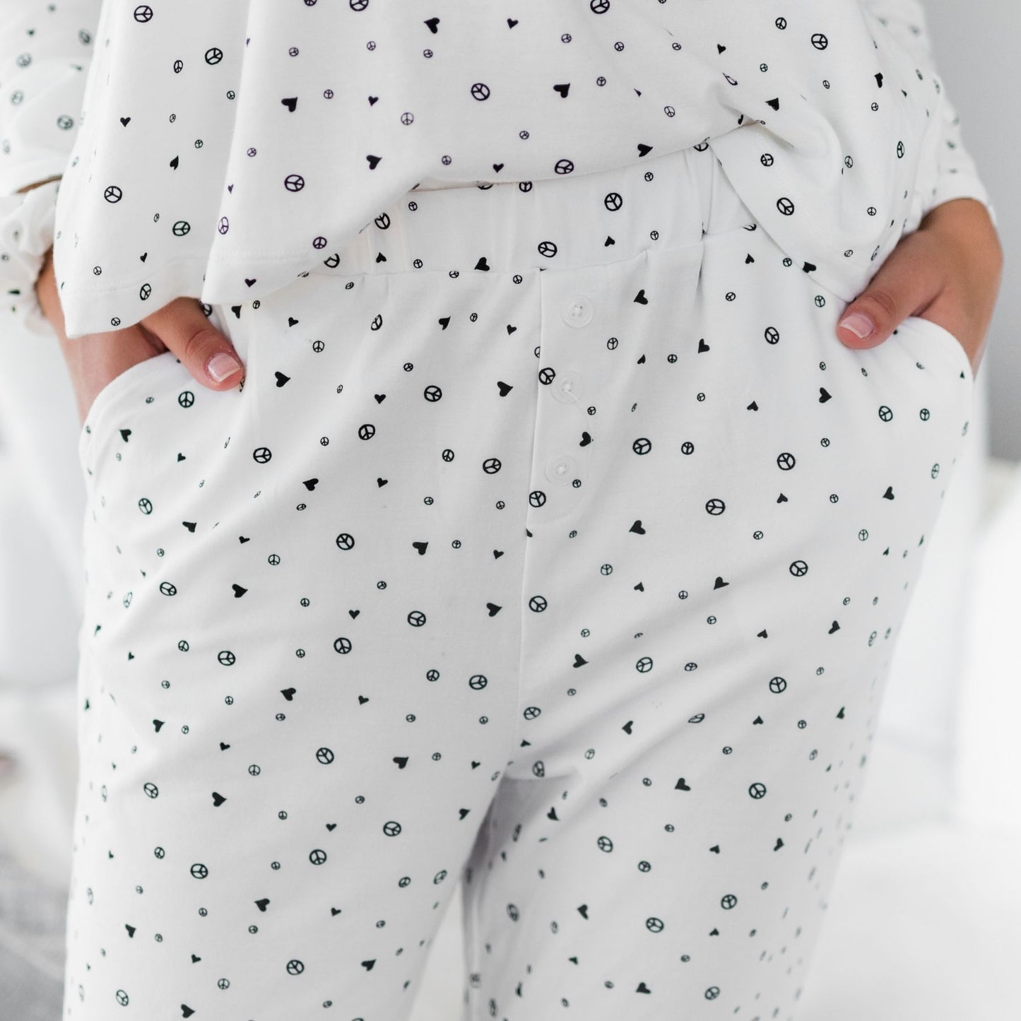 Sienna Narrow Leg Sleep Pant | Ivory Allover Print