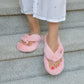 Blush Pink Cottontail Flip Flop Slippers - Memory Foam Slippers for Women with Soft  Faux Fur Lining 
