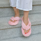 Blush Pink Cottontail Flip Flop Slippers - Memory Foam Slippers for Women with Soft  Faux Fur Lining 