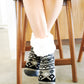 Pudus Cozy Winter Slipper Socks for Women and Men with Non-Slip Grippers and Faux Fur Sherpa Fleece - Adult Regular Fuzzy Socks Geomertic Black - Classic Slipper Sock