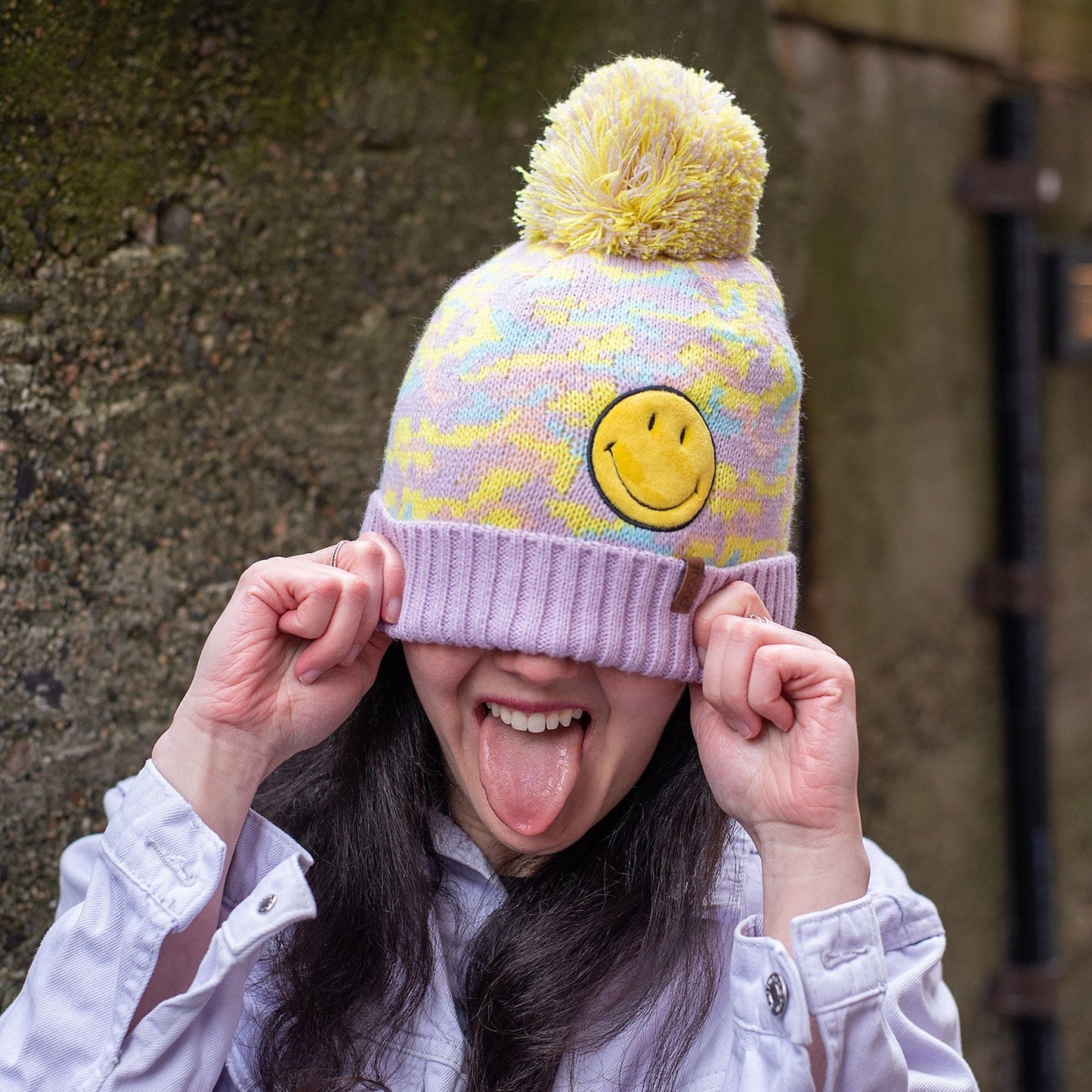 Smiley® Camo Pom Pom Beanie Hat