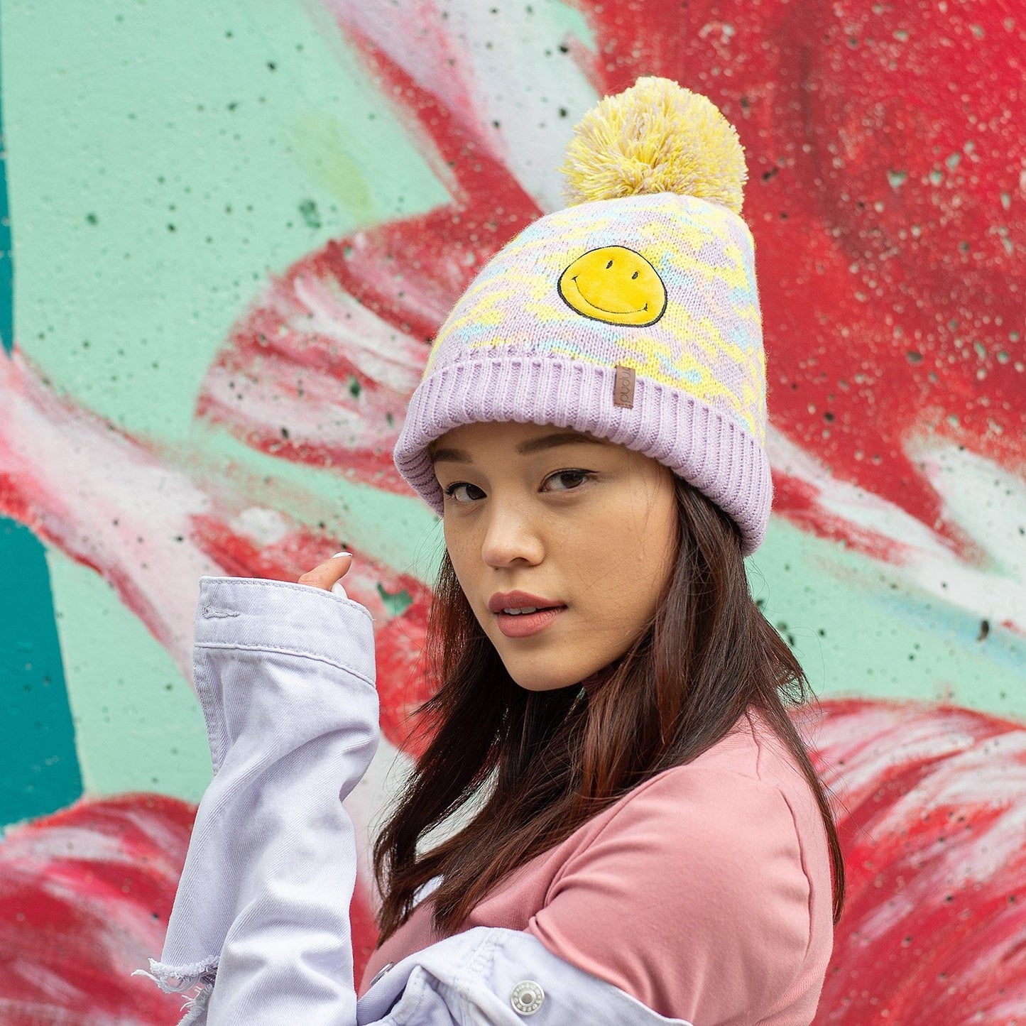 Smiley® Camo Pom Pom Beanie Hat