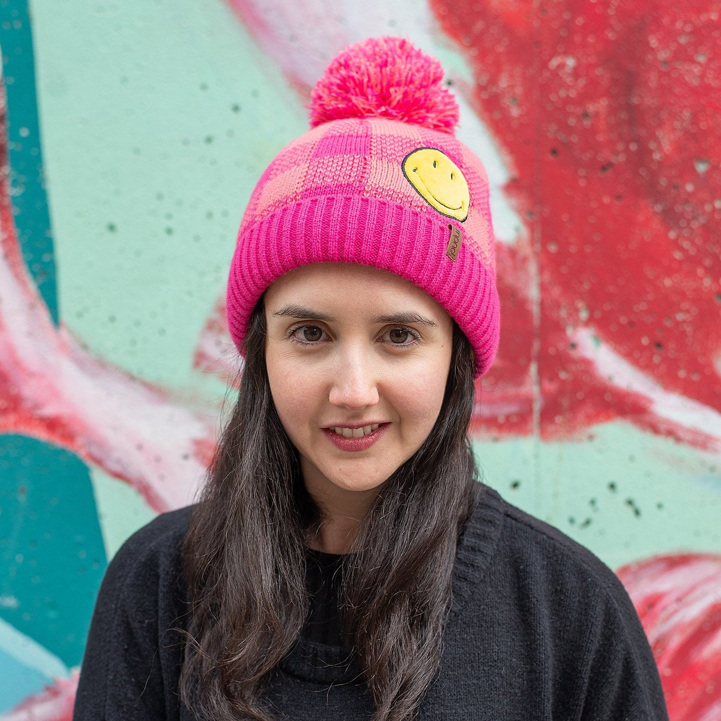 Smiley® Pink Lumberjack Pom Pom Beanie Hat