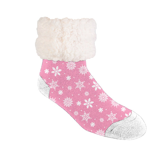 Snowflake Candy Pink - Recycled Slipper Socks