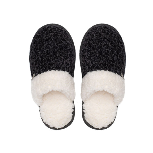 Grey - Cable Knit Chenille Slippers