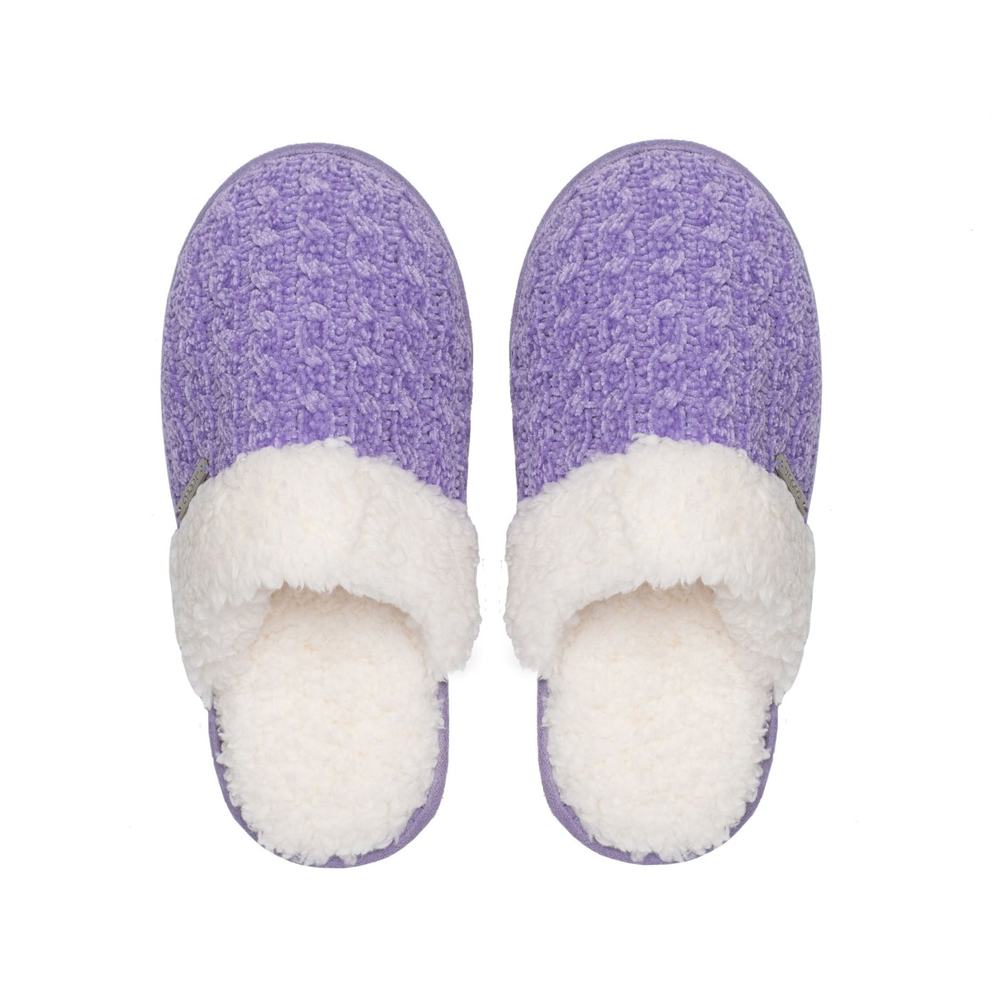 Lavender - Cable Knit Chenille Slippers